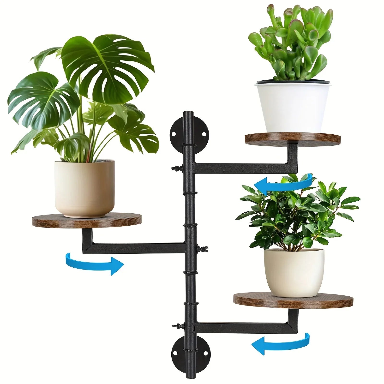 Wooden Rotatable Window Sill Plant Stand, 3 Tier Wall Plant Stand, 180 Degree Rotating Plant Stand, Mid-Century Wooden Style Plant Stand For Indoor And Outdoor Decoration (black) House Of Avana