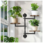 Wooden Rotatable Window Sill Plant Stand, 3 Tier Wall Plant Stand, 180 Degree Rotating Plant Stand, Mid-Century Wooden Style Plant Stand For Indoor And Outdoor Decoration (black) House Of Avana