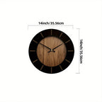 Wooden Silent Wall Clock with Vintage Design, close-up view - House Of Avana