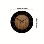 Wooden Silent Wall Clock with Vintage Design, texture detail - House Of Avana