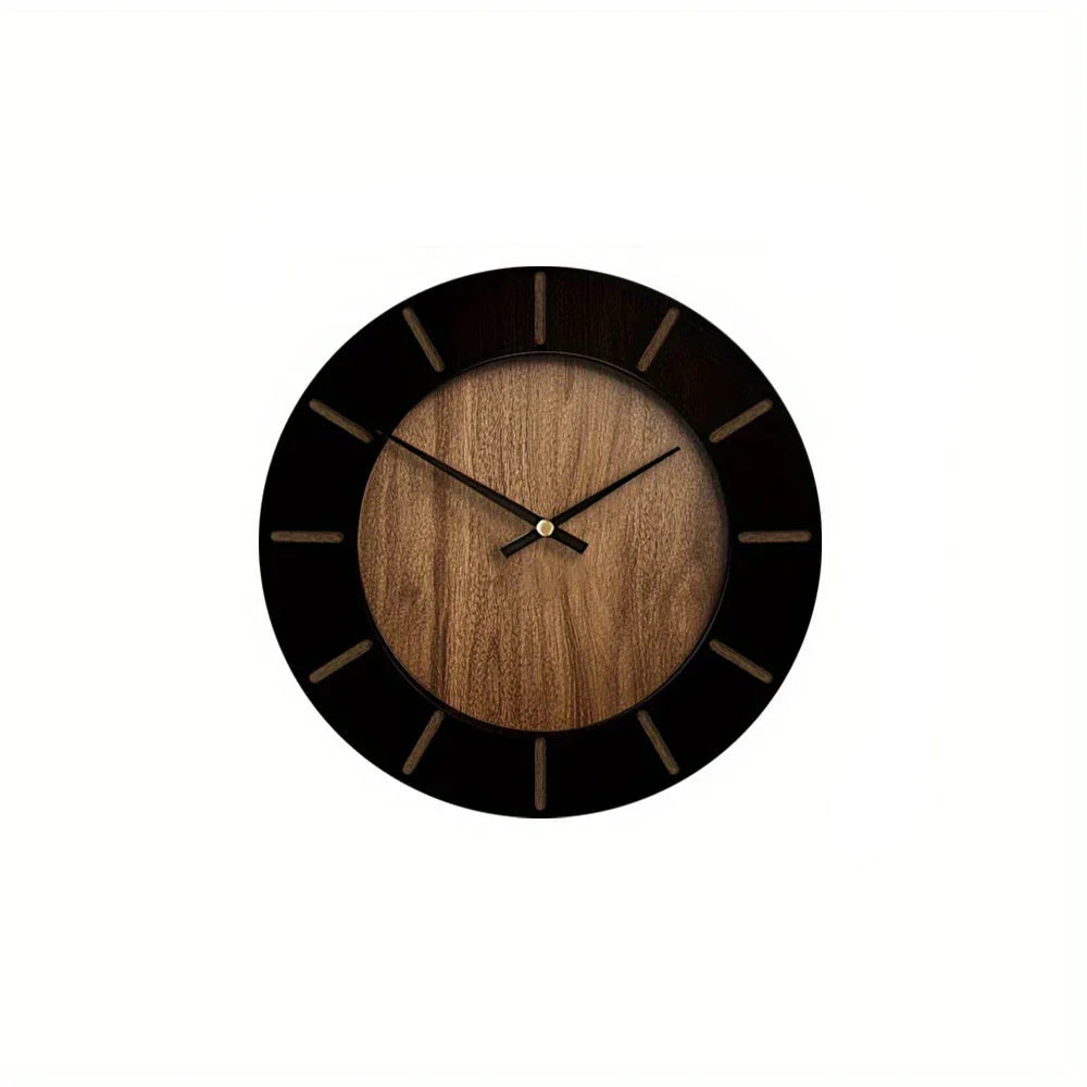 Wooden Silent Wall Clock with Vintage Design, in-use display - House Of Avana