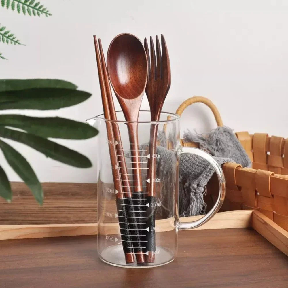 Natural Handmade Wooden Spoon Chopsticks And Fork Dinner Set Tableware - House Of Avana