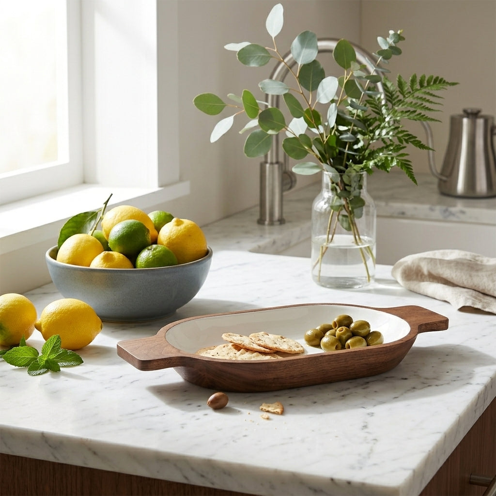 House of Avana Small Boat Mango Wood Serving Tray