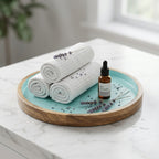 House of Avana Blue Round Mango Wood Platter