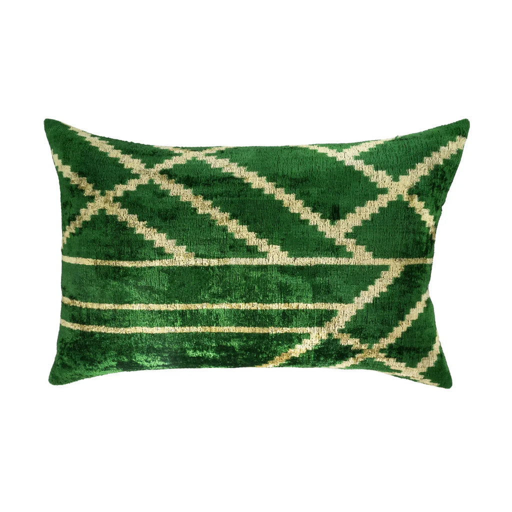 Woodlands Silk Velvet Ikat Pillow Cover X 24, front view - House Of Avana