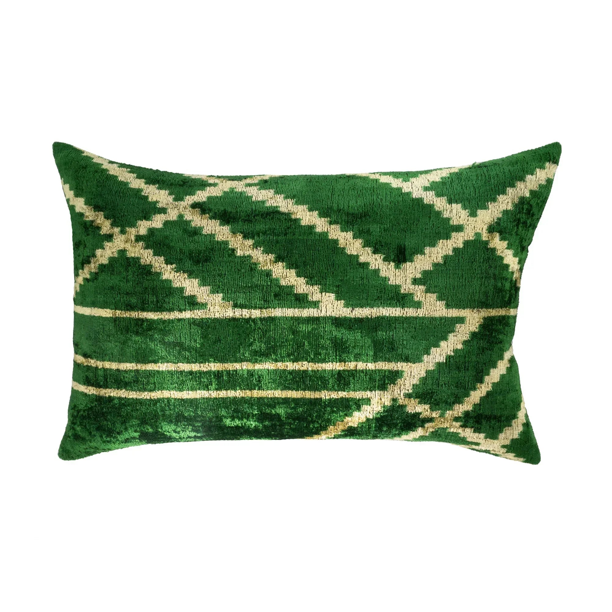 Woodlands Silk Velvet Ikat Pillow Cover X 24, front view - House Of Avana