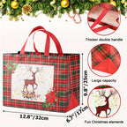 8/16pcs Festive Christmas Gift Bags with Handles - Foldable, Multi-Use Woven Fabric Totes for Gift Packaging, Shopping, and Party Supplies, Red & White Plaid Design, Perfect for Holiday Presents, Gift Bags for Gifts, Gift Pac House Of Avana [[SKU:HOA-STO-412]]
