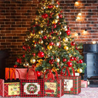 8/16pcs Festive Christmas Gift Bags with Handles - Foldable, Multi-Use Woven Fabric Totes for Gift Packaging, Shopping, and Party Supplies, Red & White Plaid Design, Perfect for Holiday Presents, Gift Bags for Gifts, Gift Pac House Of Avana [[SKU:HOA-STO-412]]
