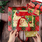 8/16pcs Festive Christmas Gift Bags with Handles - Foldable, Multi-Use Woven Fabric Totes for Gift Packaging, Shopping, and Party Supplies, Red & White Plaid Design, Perfect for Holiday Presents, Gift Bags for Gifts, Gift Pac House Of Avana [[SKU:HOA-STO-412]]