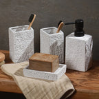 A S Set Featuring a Minimalist Nordic Design in Ceramic, Including a Stone-patterned Wash Cup Set,... - House Of Avana
