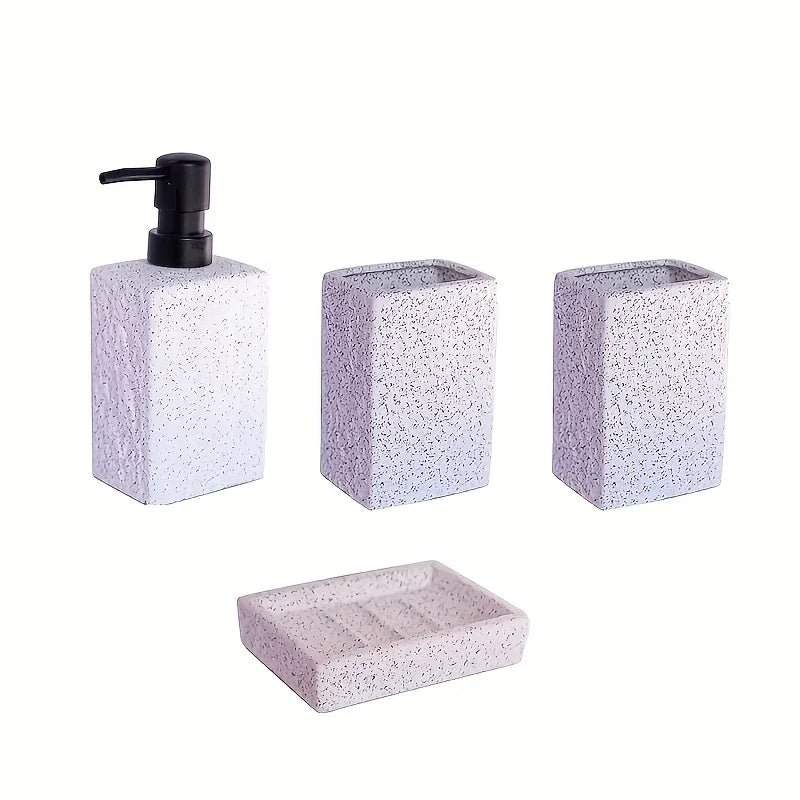 A S Set Featuring a Minimalist Nordic Design in Ceramic, Including a Stone-patterned Wash Cup Set,... - House Of Avana