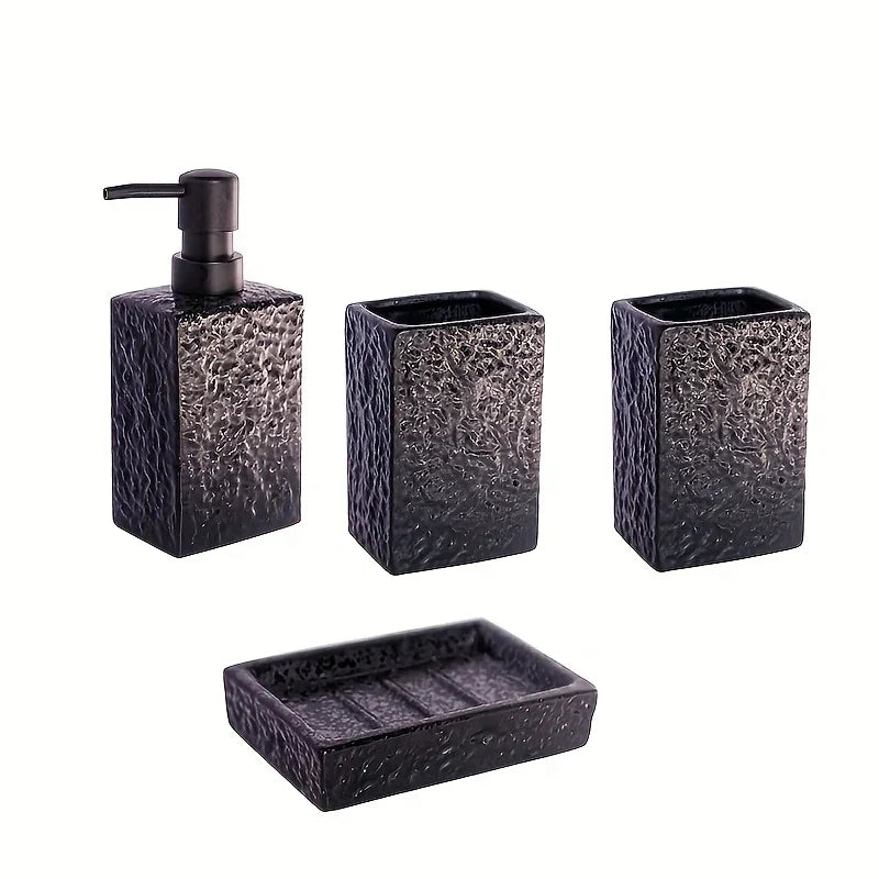 A S Set Featuring a Minimalist Nordic Design in Ceramic, Including a Stone-patterned Wash Cup Set,... - House Of Avana