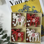A box contains 12 wooden festive hanging decorations, Small cartoon shaped daily decoration, Perfect for Christmas Decorations, Patterned Christmas Tree Ornaments, Great for Family Holiday Carnival Parties House Of Avana