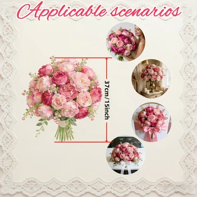 A Selection of High-rated Artificial Two-tone Peony Bouquets - Lifelike Flowers for Outdoor Decor, Home... - House Of Avana