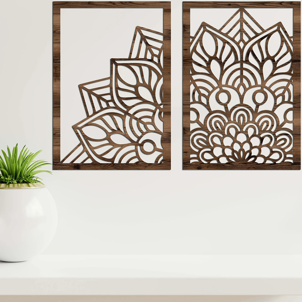 Wall Art - Brown Wood Mandala Panel
