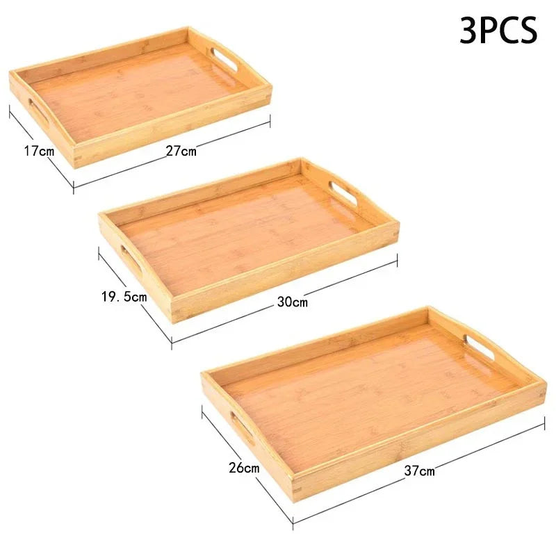 Serving Tray - Bamboo Wooden Rectangular
