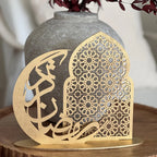 Wood Decorative Sign - Traditional Wooden Tabletop Eid Decoration