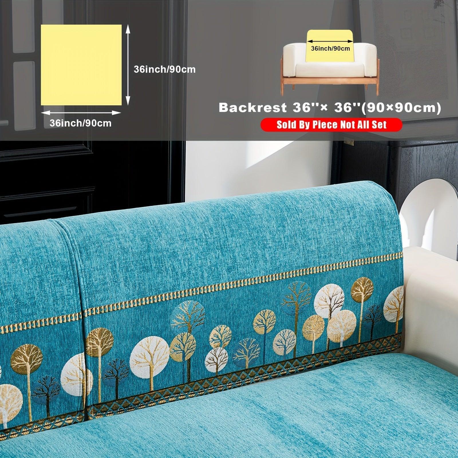 Pet Proof Couch Cover - Boho Chenille Sofa Cover with Tree Embroidery topspet