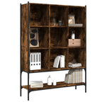 Bookcase Smoked Oak 102x30x141.5 cm Engineered Wood-for Living Room, Home Office, Dinning Room, Bookcase and Bookshelf for Living Room, Study, Office, Bedroom- Freestanding Shelving-Geometric Storage Organizer Bookcase with O House Of Avana