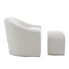 Teddy Boucle Fabric White Nicci Accent Chair with Footstool House Of Avana