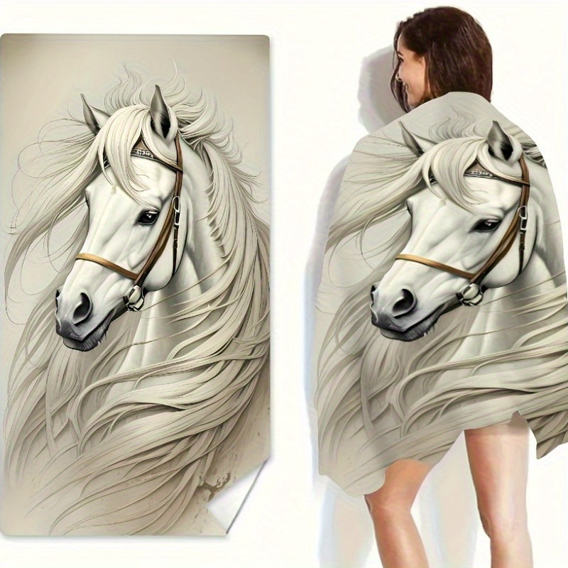 Beach Towel - Quick-Dry Microfiber Horse Print