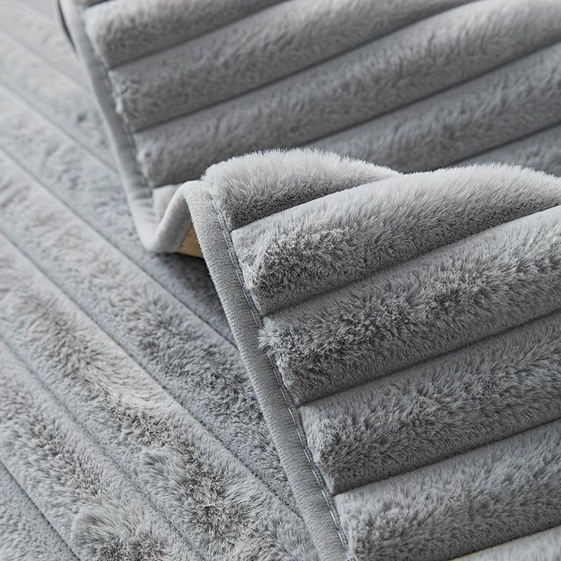 Luxurious Rabbit Fur Sofa Slipcover | Non-Slip Light Grey for dog use topspet