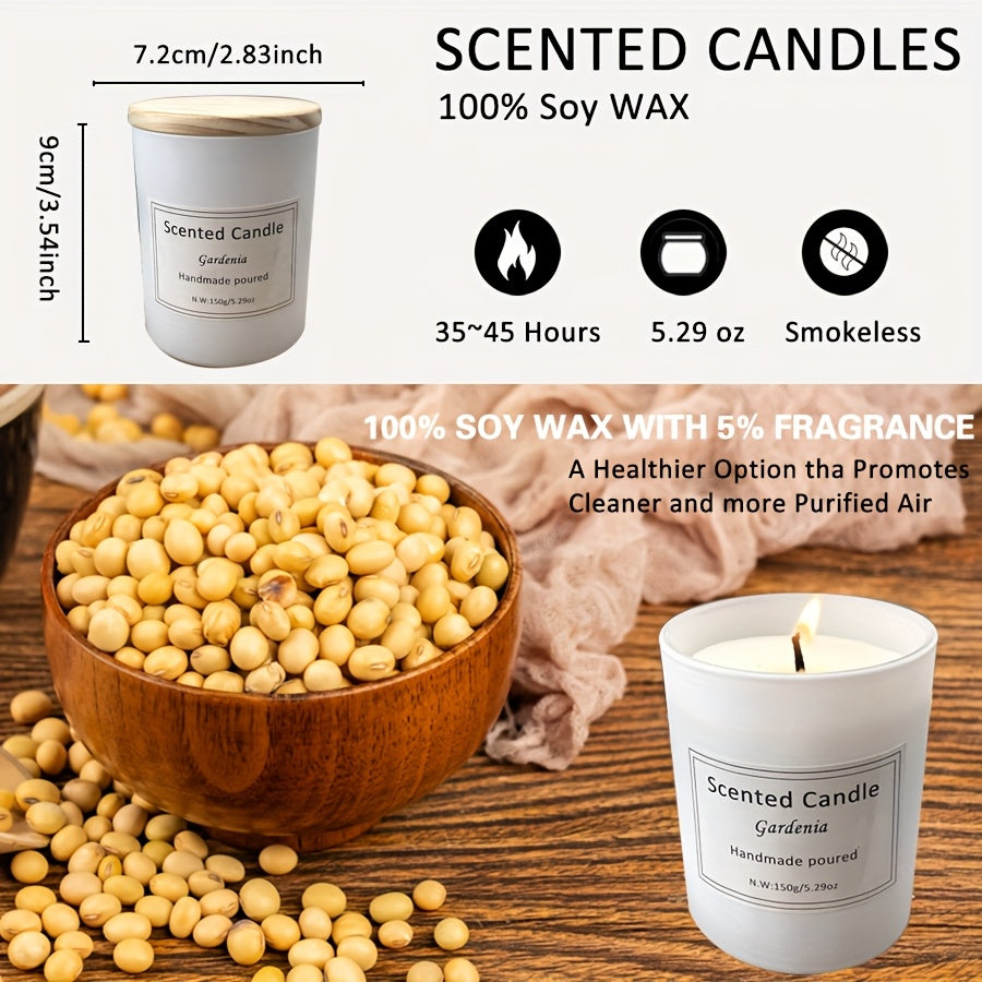 6 Bottles, Scented Candle, 150g (5.29oz) Smokeless Candle, 45 Hours Burning Time, Vanilla, Jasmine, Lavender, Home, White Glass Gift Box, Wedding, Birthday, Halloween, Thanksgiving, Christmas, Mom, Friend, Wife Sister Women H House Of Avana