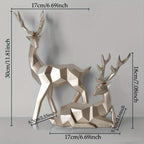 Modern Minimalist Resin Deer & Reindeer Sculpture - & Golden Abstract Animal Figurine, Elegant Home Decor for Living Room, Bedroom, Office, Christmas, Indoor Decoration, Scandinavian Style, Decorative Figurine, Office Decorat House Of Avana