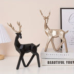 Modern Minimalist Resin Deer & Reindeer Sculpture - & Golden Abstract Animal Figurine, Elegant Home Decor for Living Room, Bedroom, Office, Christmas, Indoor Decoration, Scandinavian Style, Decorative Figurine, Office Decorat House Of Avana