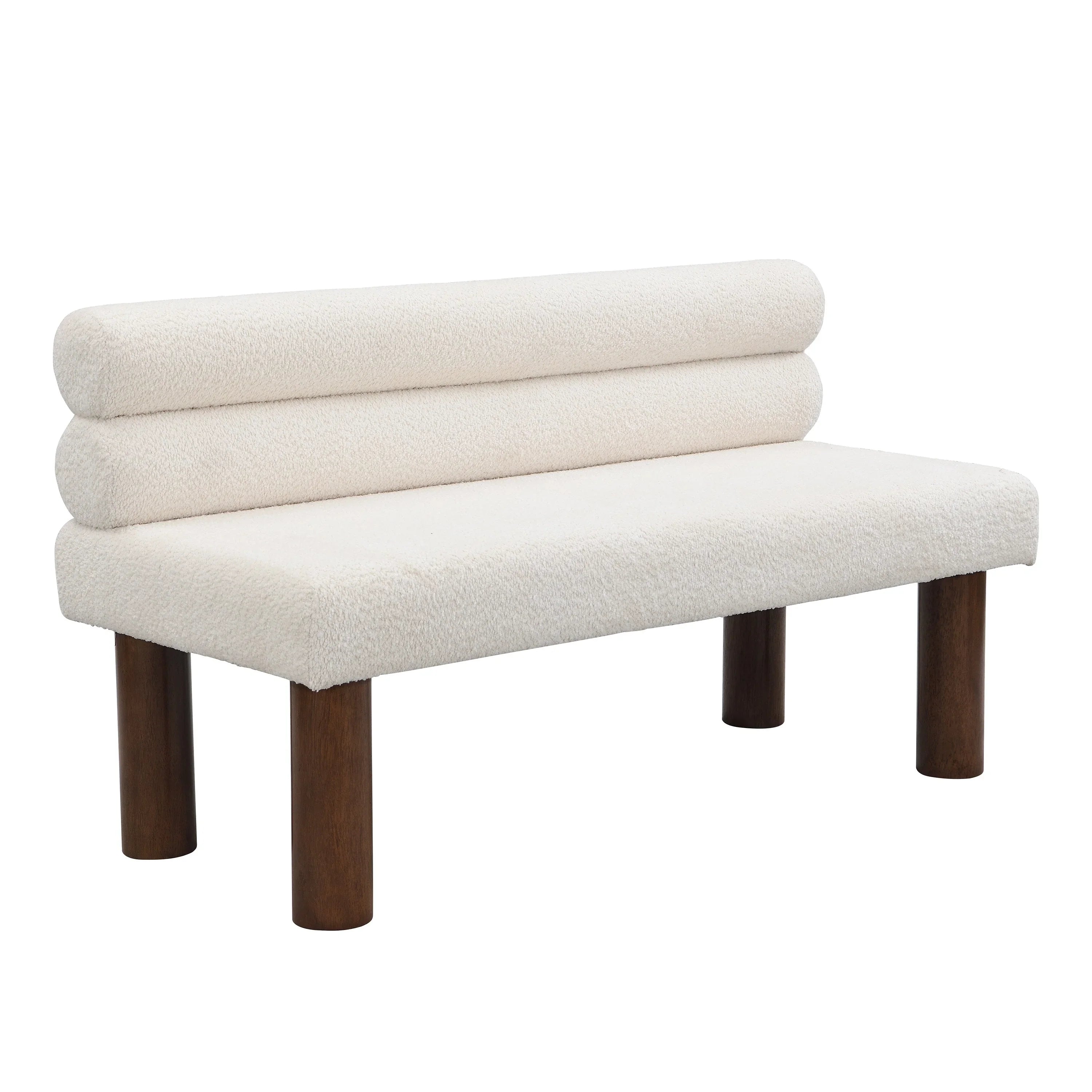 Upholstered Dining Bench, End of Bed, Entryway Bench, Boucle Ottoman for Dining Room, Bedroom, Living Room, Rubber Wood Leg 330 LBS Support, Beige Streamdale Furniture