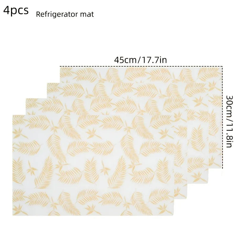 Refrigerator Pad - Non-Slip Golden Leaf Waterproof