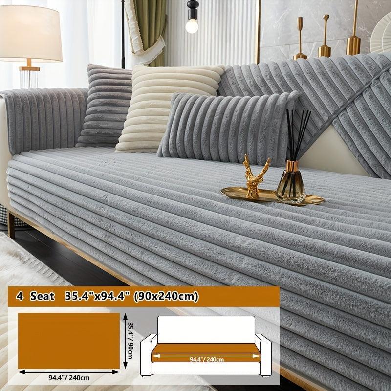 Luxurious Rabbit Fur Sofa Slipcover | Non-Slip Light Grey for dog use topspet