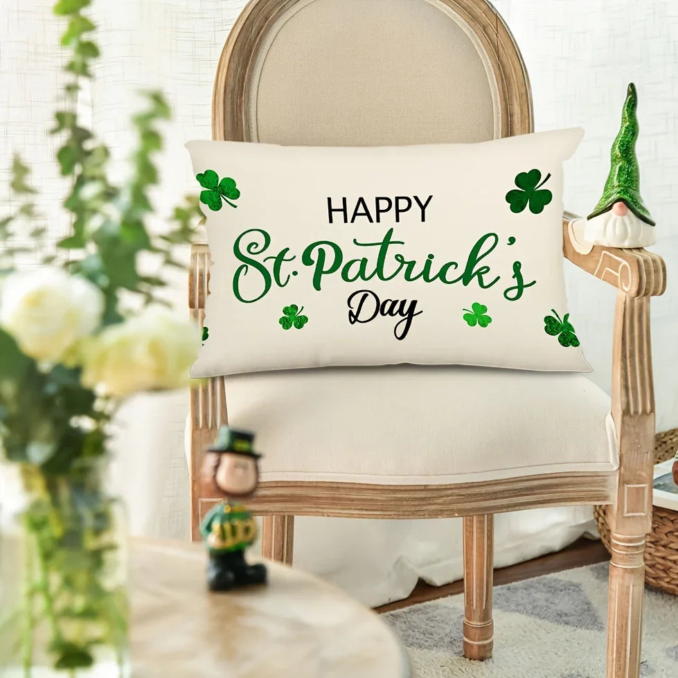 Throw Pillow - Linen Happy St Patricks Day Clover