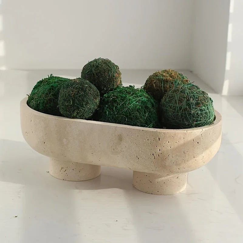 Elegant Bohemian Style Stone Serving Tray with Walnuts - Natural Stone Multi-Functional Fruit and Dessert Display for Living Room or Dining Area Decor, Dessert Presentation | Bohemian Style | Stone Construction, Trays for Ser House Of Avana