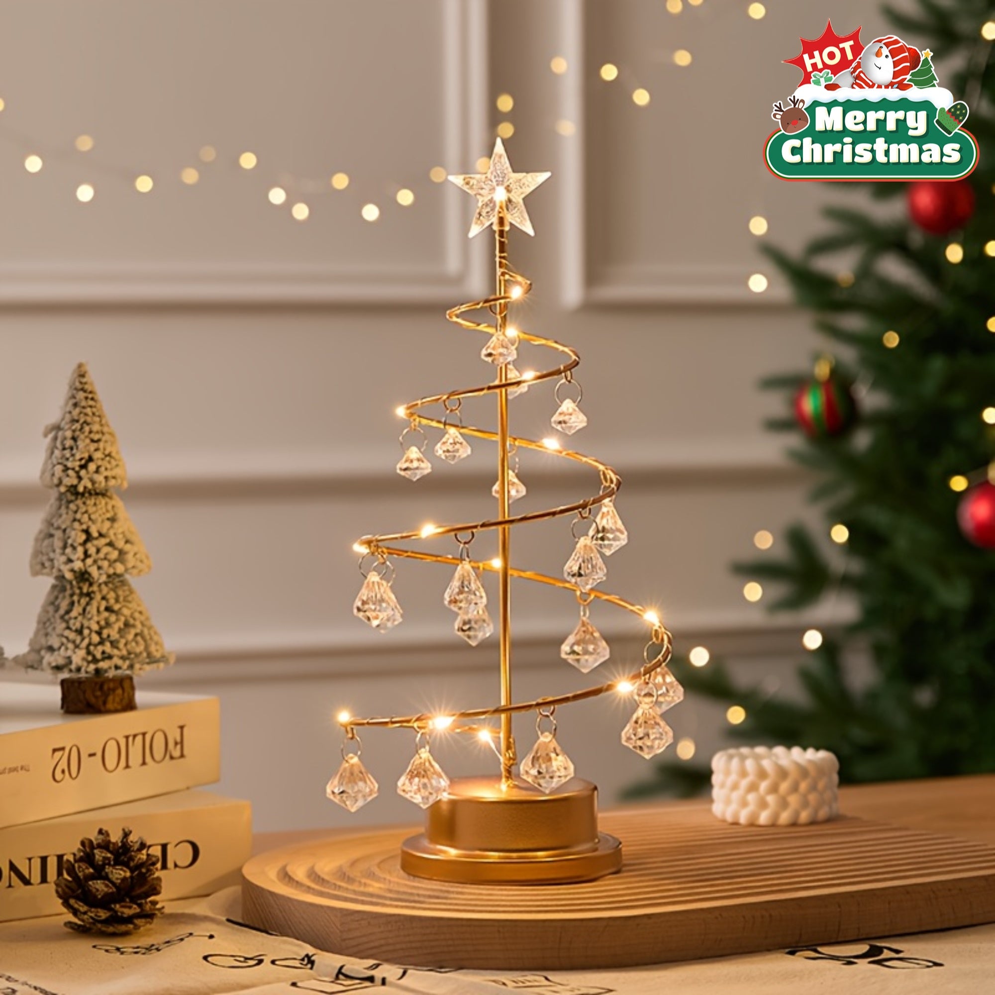 Elegant Metal Christmas Tree with Warm White & - Freestanding /Outdoor Holiday Decoration, Sturdy Base & Crystal Ornaments, Durable Metal for Festive or, No Control, Easy Assembly, Ideal Gift for Modern or Traditional Decor ( House Of Avana