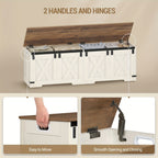 59" Storage Chest, Extra Large Storage Trunk with 2 Safety Hinges, Farmhouse Wooden Box Bench, Lift-Top Organizer Chest, Entryway Trunk for Bedroom, Living Room, White And Brown House Of Avana