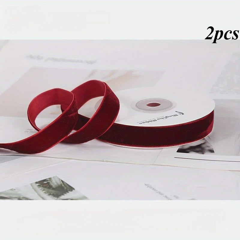 2 Rolls of Velvet Ribbon, Each Roll Size: 4.48 meter *Length 4.48 meter, Suitable for Halloween, Christmas, Birthday Parties, Weddings, Gift Flower Wrapping Bows Handmade Christmas Decoration Costume Sewing Accessories. House Of Avana