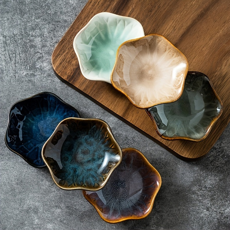 6pcs Kiln-Transformed Japanese Ceramic Sauce Dish, Flavor Dish, Vinegar Dish, Dipping Sauce Dish, Creative Glaze Underglaze Small Plate, Seasoning and Pickles Set House Of Avana
