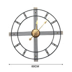 60cm Extra Large Metal Skeleton Wall Clock, European Retro Creative Wrought Iron Round Wall Clock Roman Numerals Silent Non Ticking Unique Unusual Clock, Outdoor Garden Clock, Perfect for Living Room, Bedroom, Kitchen, Garden House Of Avana
