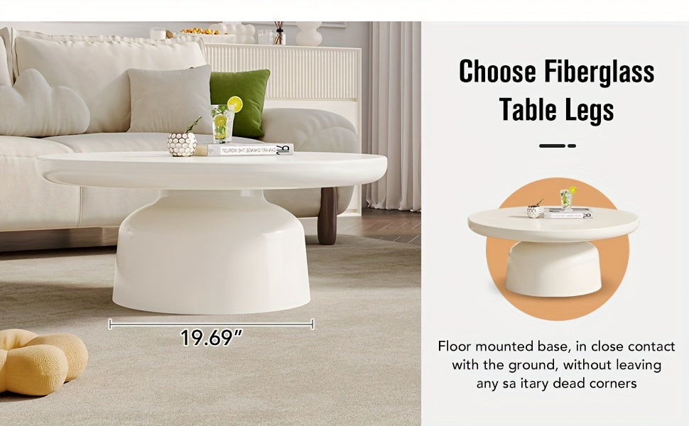 Milk White Circular Coffee Table, Living Room Central Table, Suitable For Modern Coffee Tables In Living Rooms And Bedrooms, Household Furniture, Easy To Assemble House Of Avana