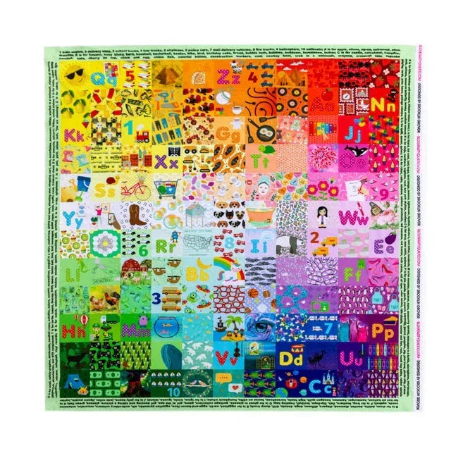 Abc Hidden Pictures Minky Quilt Panel, back view - House Of Avana