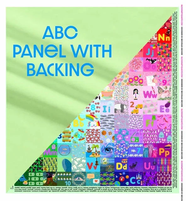 Abc Hidden Pictures Minky Quilt Panel, angled view - House Of Avana