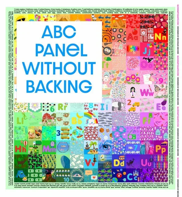 Abc Hidden Pictures Minky Quilt Panel, angled view - House Of Avana