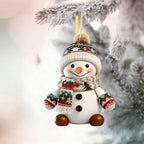 2pcs Snowman Christmas Tree Ornaments - Festive Snowman with Red & Scarf, Brown Eyes, Buttons - Artificial Wood Hanging Decor for Indoor/Outdoor Holiday, Christmas Tree Decorations, Christmas Decorations, Durable Holiday Deco House Of Avana