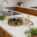 Storage Tray - Geometric Golden with Lid