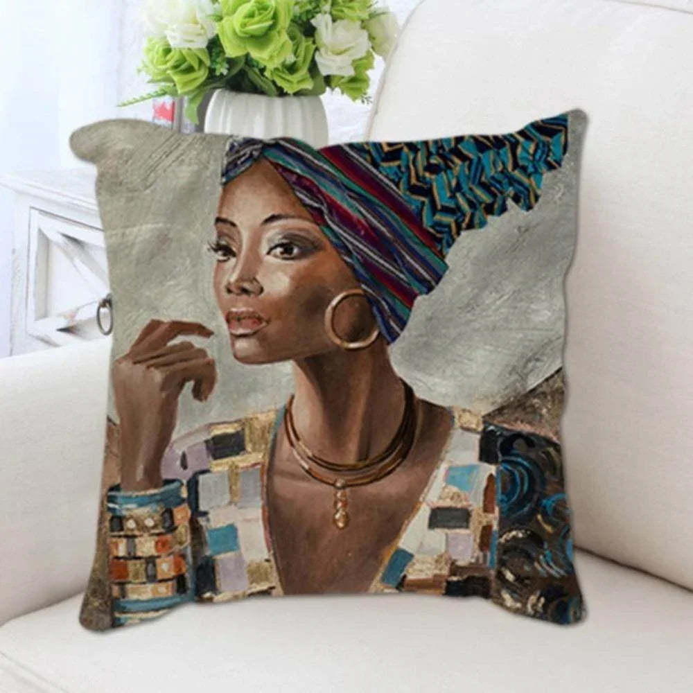 Abstract African Woman Poster Cushion Cover - House Of Avana