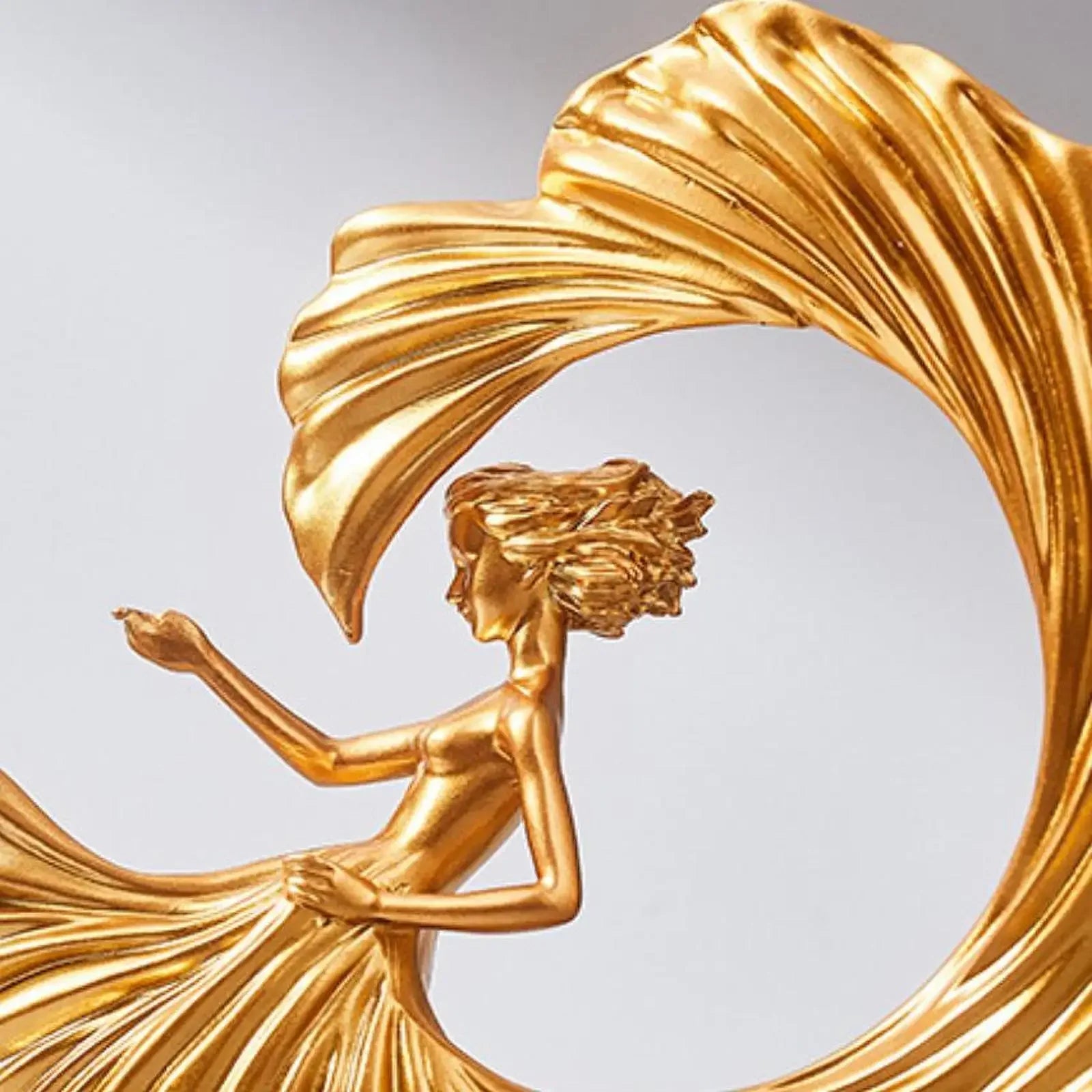 Metallic bronze ballet dancer statue, abstract modern pose, sculpted figurine - House of Avana