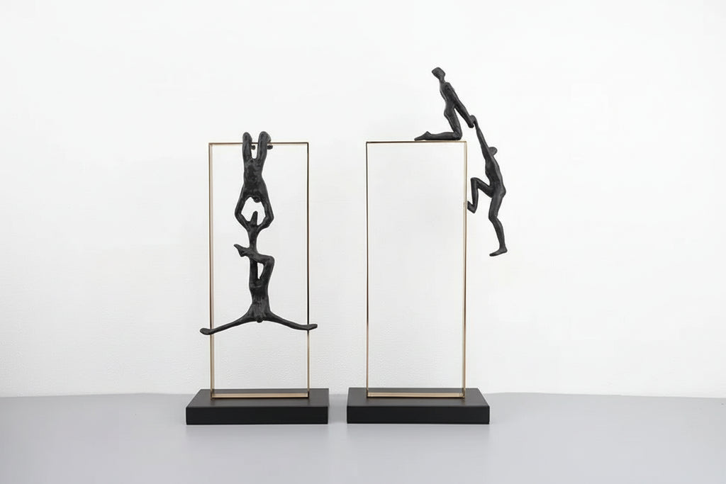 Abstract Climbing Figure - Modern Desk Statue, front view - House Of Avana