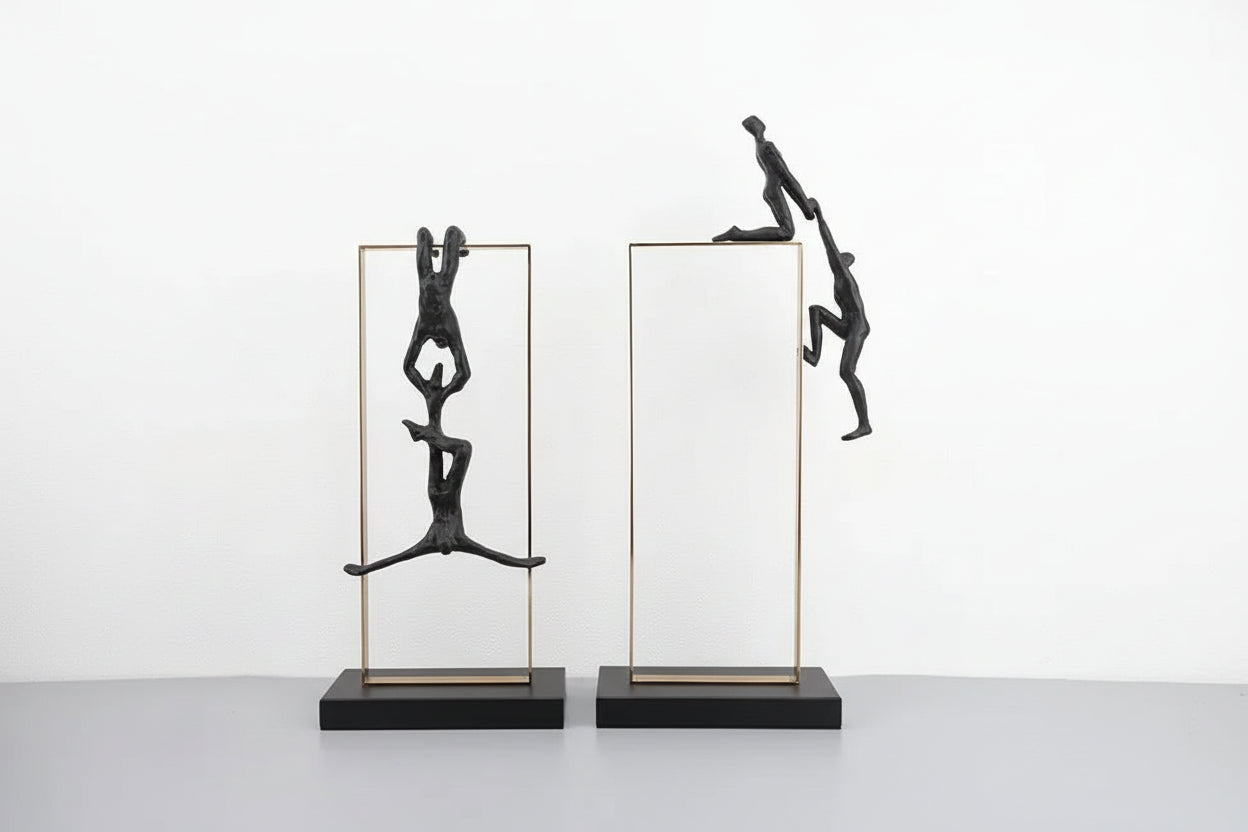 Abstract Climbing Figure - Modern Desk Statue, front view - House Of Avana