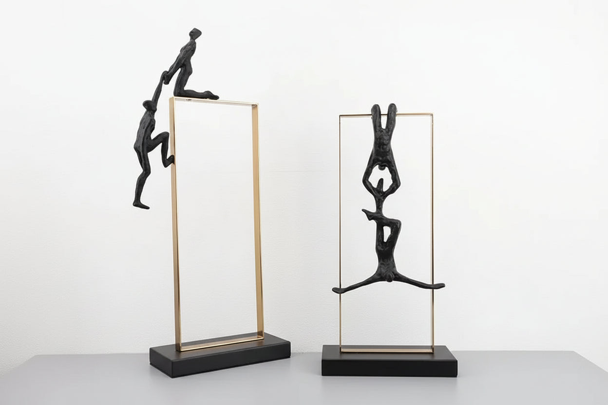 Abstract Climbing Figure - Modern Desk Statue, back view - House Of Avana